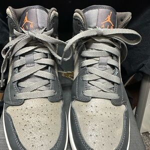 Jordan Men's Gray and Orange Sneakers